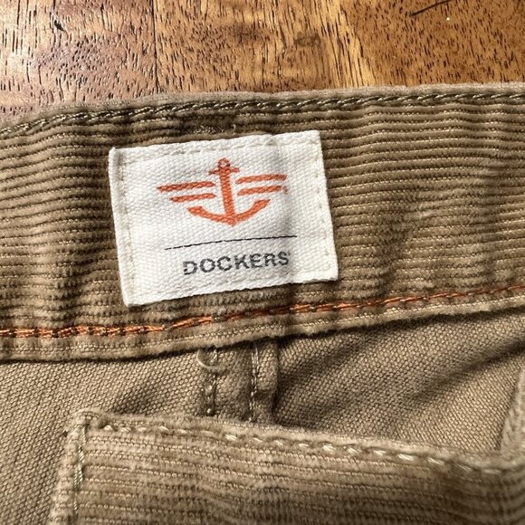 Vtg Dockers Corduroy Pants Slacks 38x34 Brown Khaki Flat Front Western Preppy - Picture 10 of 10